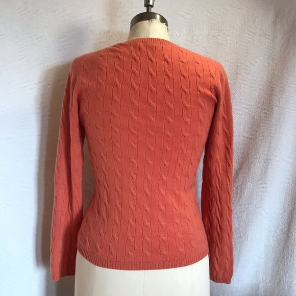 Evelyngrace S/M cashmere salmon vneck sweater - Picture 6 of 7